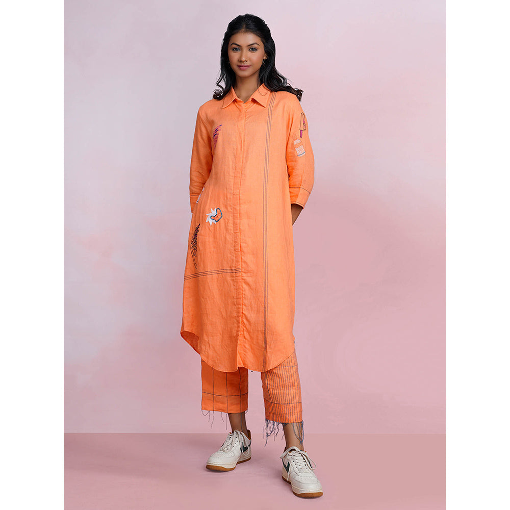 The House of Hemp Amber Zen Orange Kurta with Pant (Set of 2)