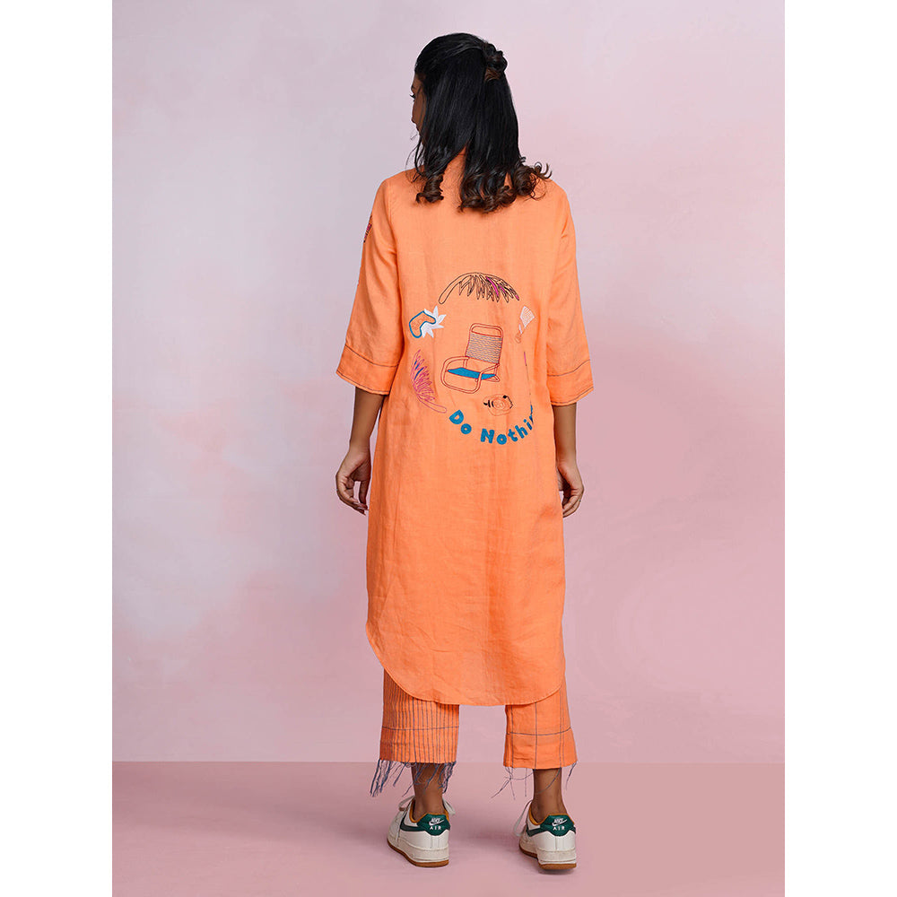 The House of Hemp Amber Zen Orange Kurta with Pant (Set of 2)