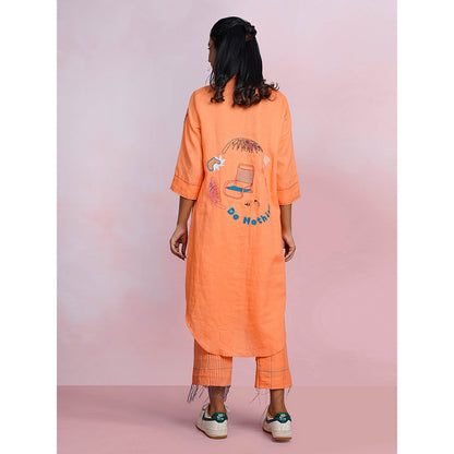 The House of Hemp Amber Zen Orange Kurta with Pant (Set of 2)