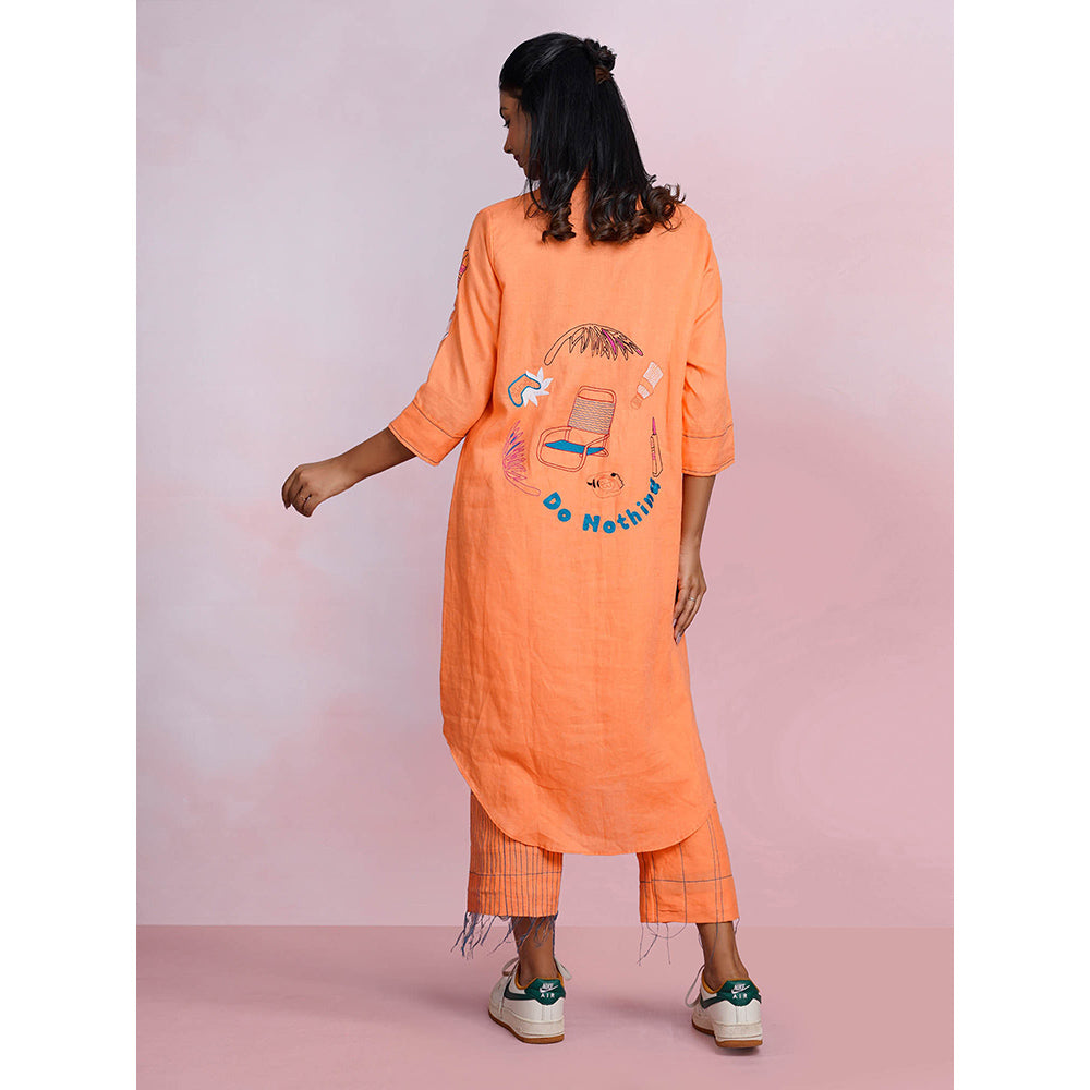 The House of Hemp Amber Zen Orange Kurta with Pant (Set of 2)