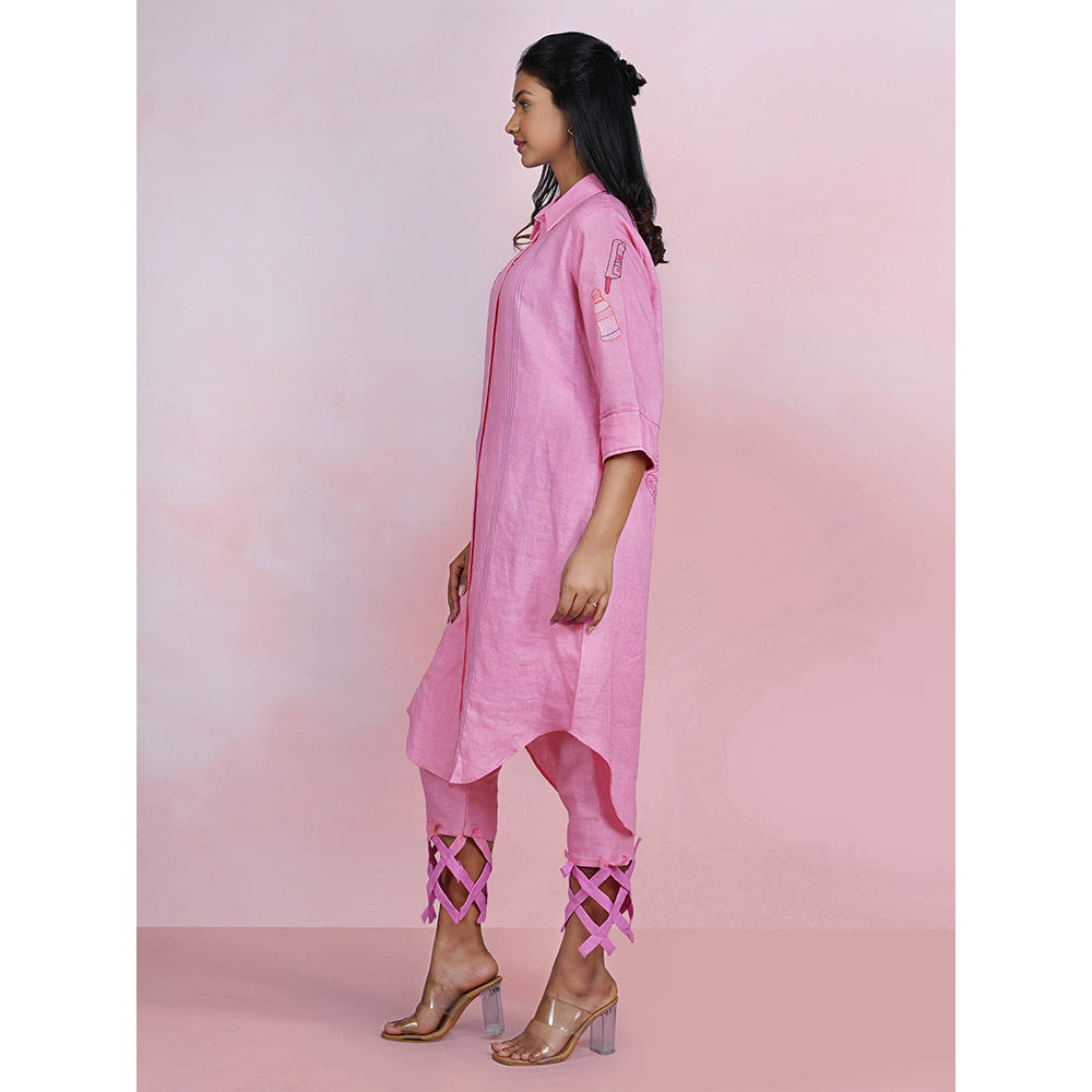 The House of Hemp Blush Breeze Pink Kurta with Pant (Set of 2)
