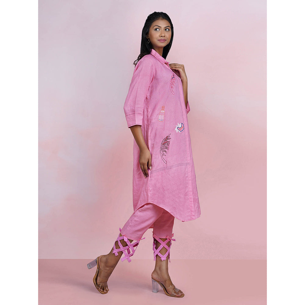 The House of Hemp Blush Breeze Pink Kurta with Pant (Set of 2)