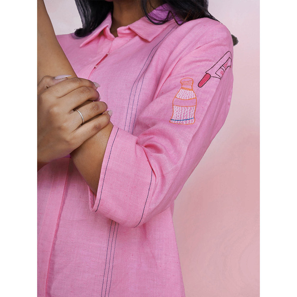 The House of Hemp Blush Breeze Pink Kurta with Pant (Set of 2)