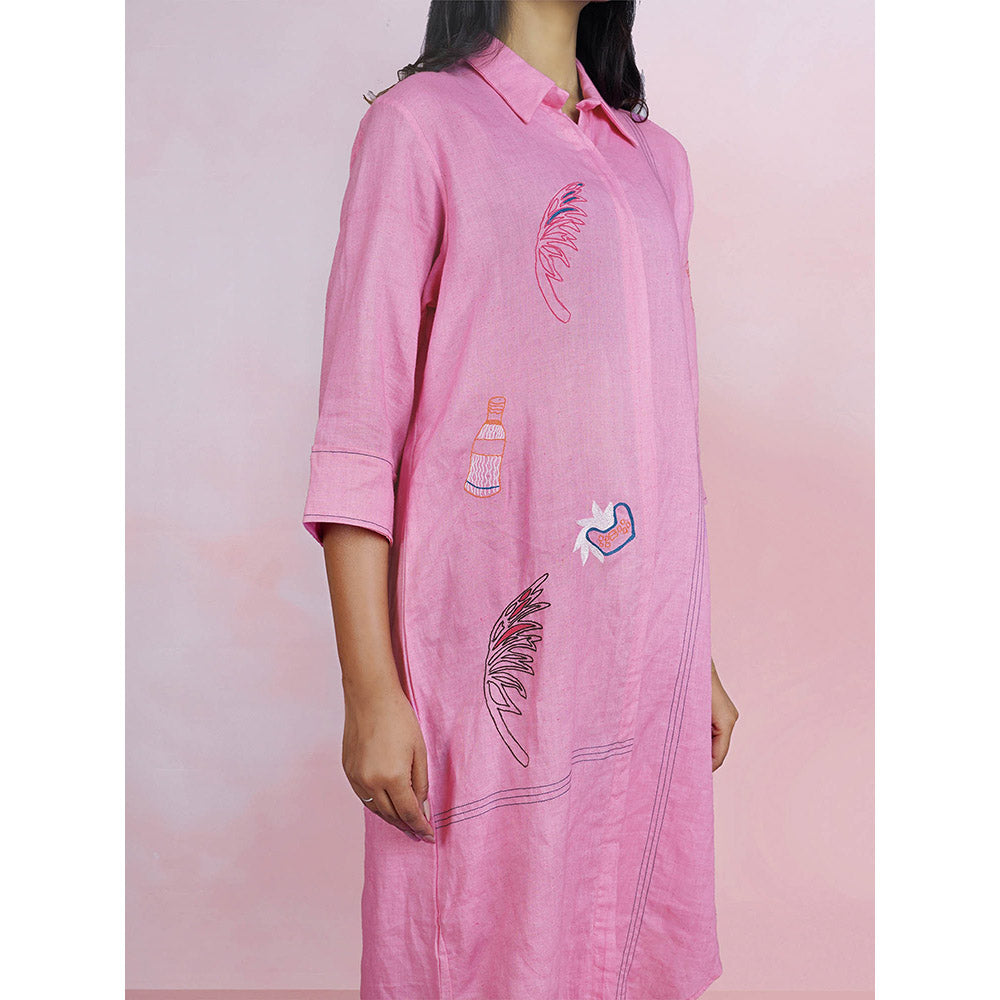 The House of Hemp Blush Breeze Pink Kurta with Pant (Set of 2)