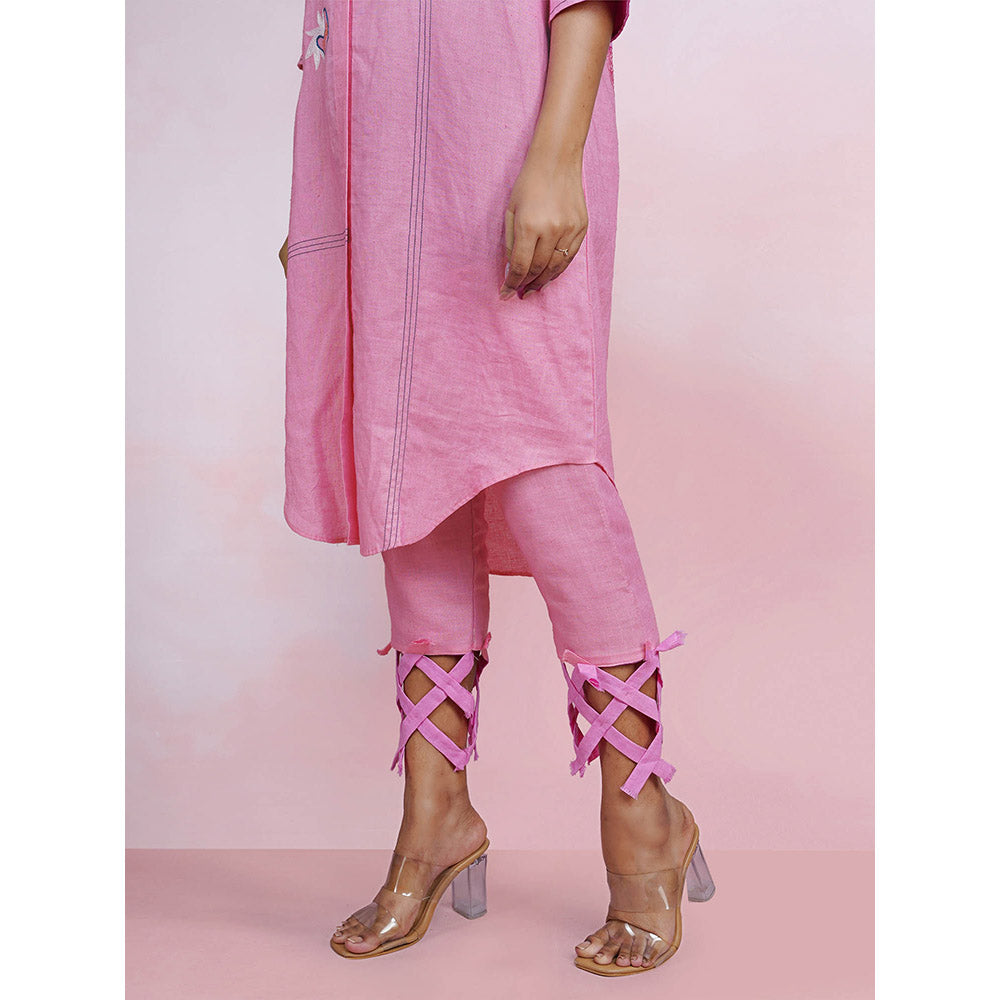 The House of Hemp Blush Breeze Pink Kurta with Pant (Set of 2)