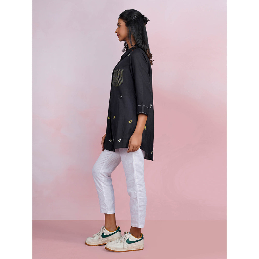 The House of Hemp Dune Cactus Black Shirt with Pant (Set of 2)