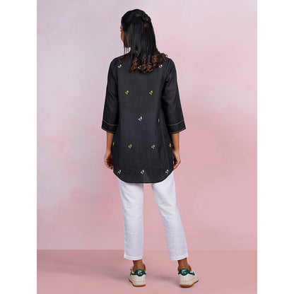 The House of Hemp Dune Cactus Black Shirt with Pant (Set of 2)