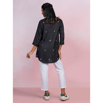 The House of Hemp Dune Cactus Black Shirt with Pant (Set of 2)