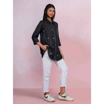 The House of Hemp Dune Cactus Black Shirt with Pant (Set of 2)