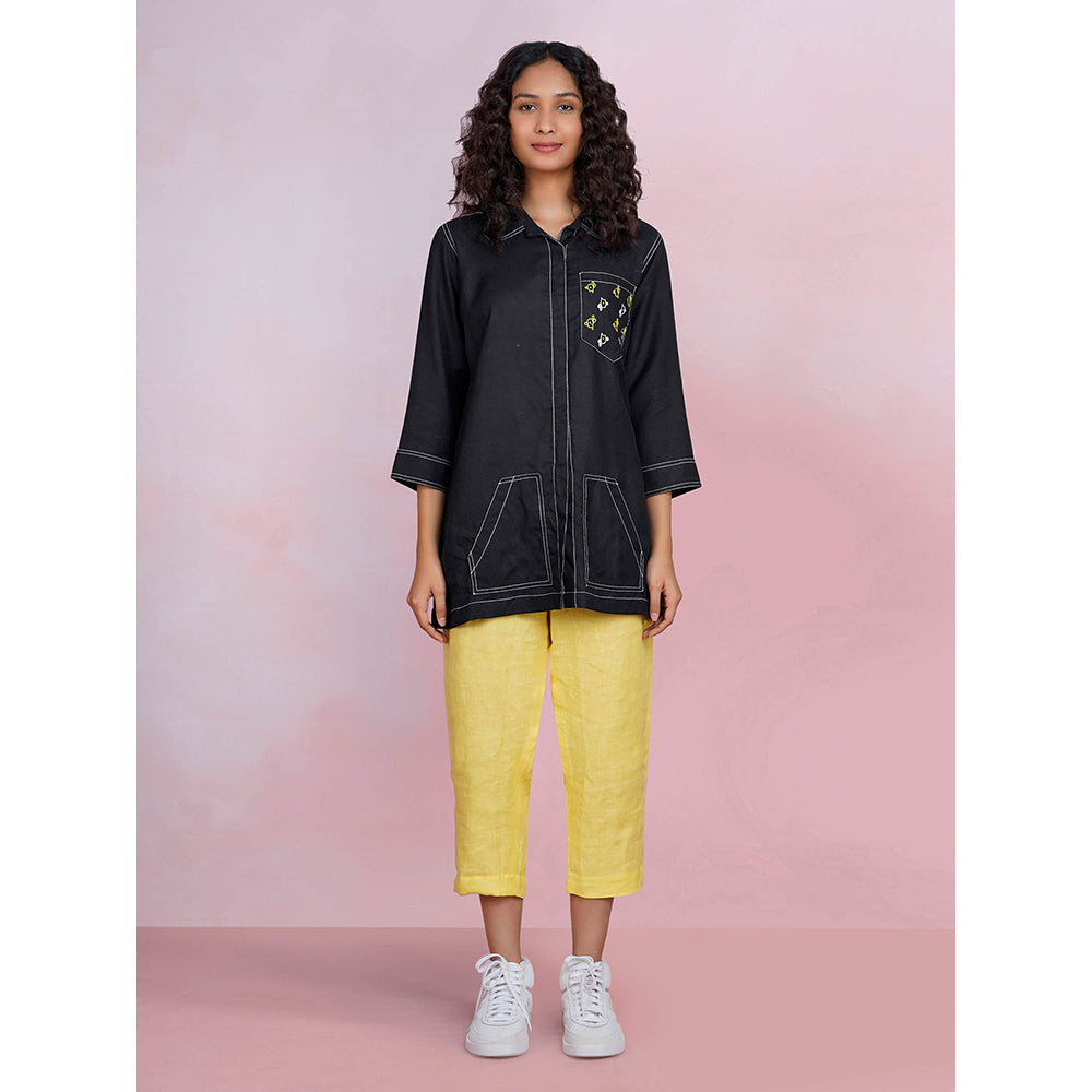 The House of Hemp Sunset Cactus Black Shirt with Pant (Set of 2)