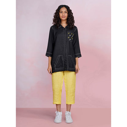 The House of Hemp Sunset Cactus Black Shirt with Pant (Set of 2)