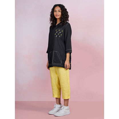 The House of Hemp Sunset Cactus Black Shirt with Pant (Set of 2)