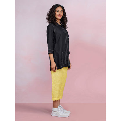 The House of Hemp Sunset Cactus Black Shirt with Pant (Set of 2)
