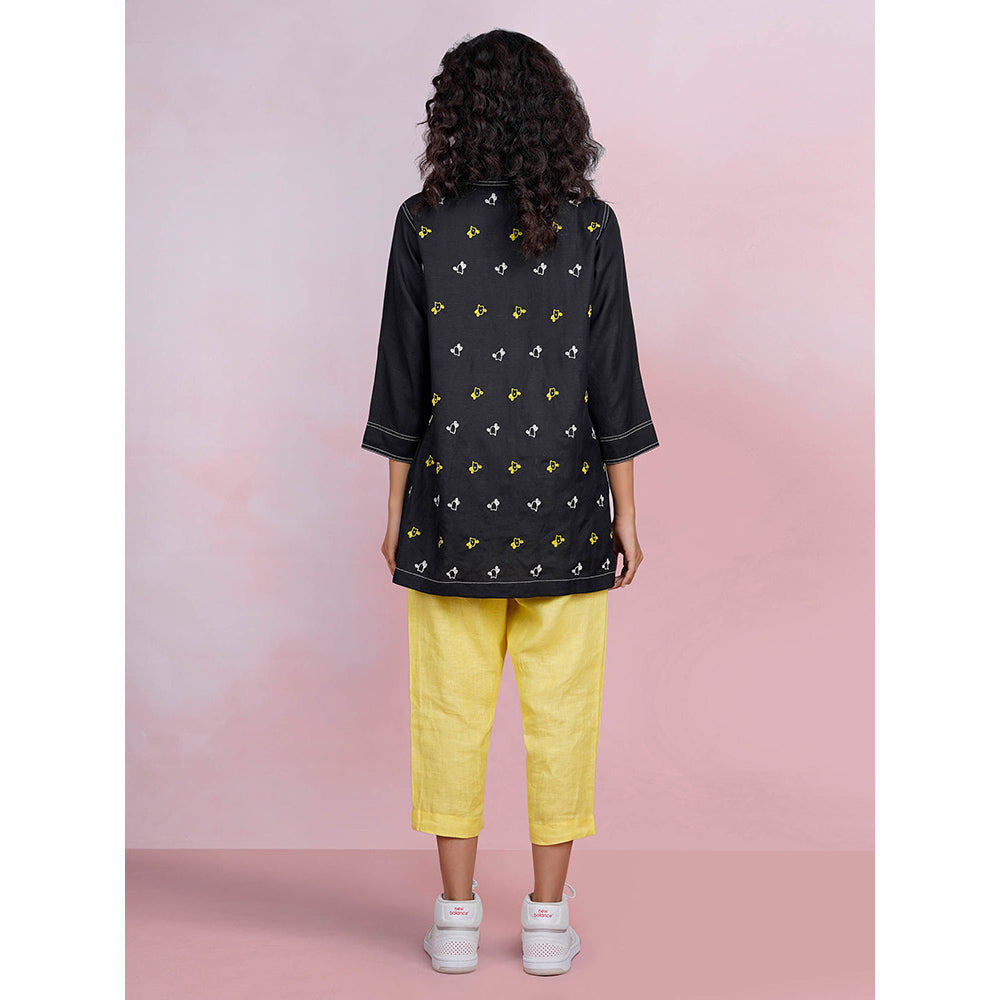 The House of Hemp Sunset Cactus Black Shirt with Pant (Set of 2)