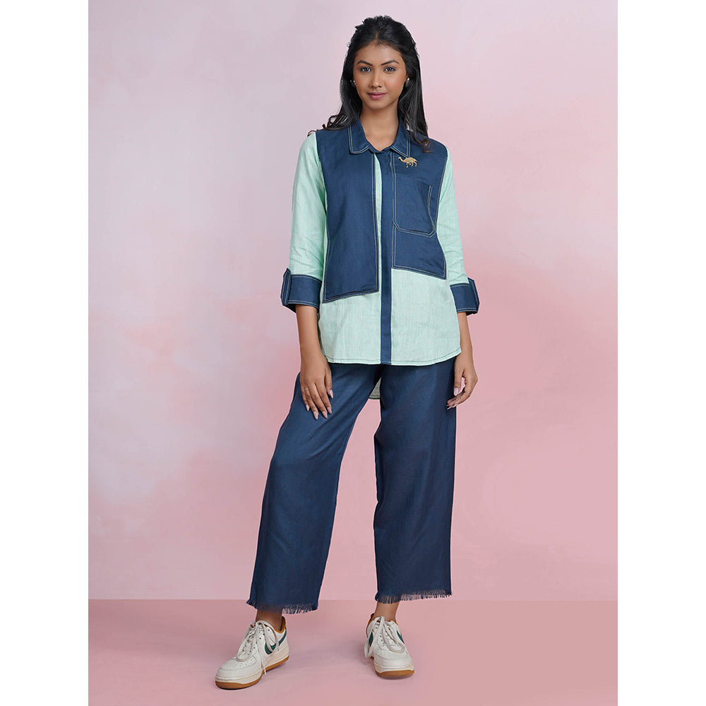 The House of Hemp Dual Essence Co-Ord - Aqua And Navy Blue (Set of 2)