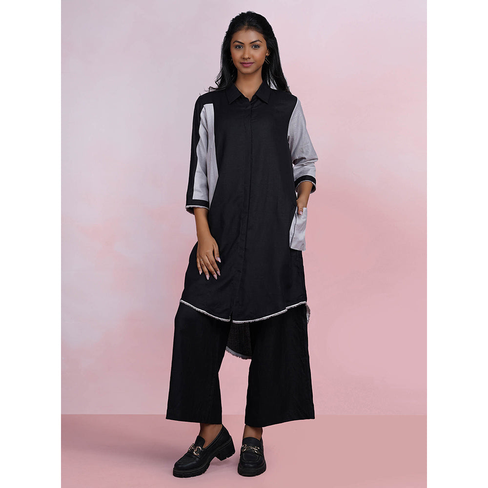 The House of Hemp Graphite Aura Black Kurta with Palazzo (Set of 2)
