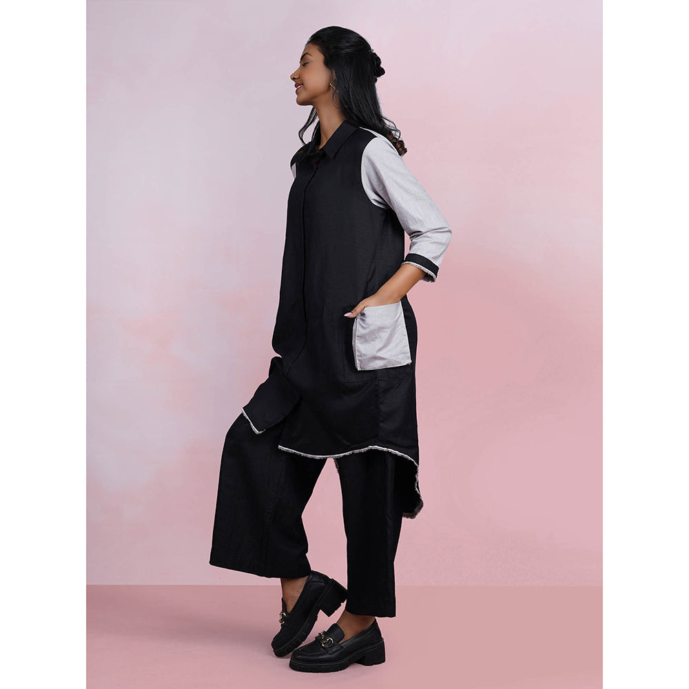 The House of Hemp Graphite Aura Black Kurta with Palazzo (Set of 2)
