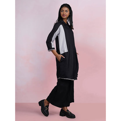 The House of Hemp Graphite Aura Black Kurta with Palazzo (Set of 2)