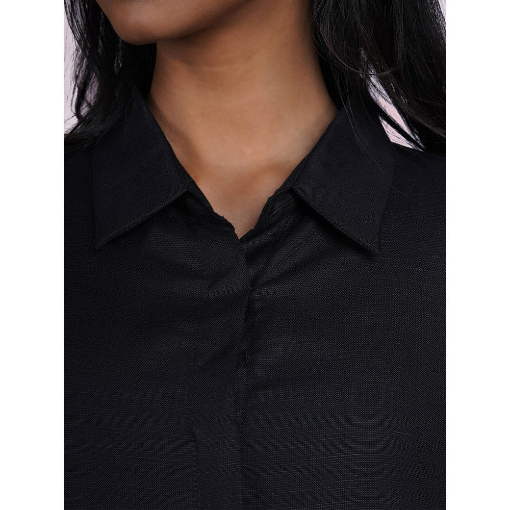 The House of Hemp Graphite Aura Black Kurta with Palazzo (Set of 2)