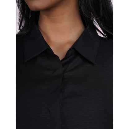 The House of Hemp Graphite Aura Black Kurta with Palazzo (Set of 2)