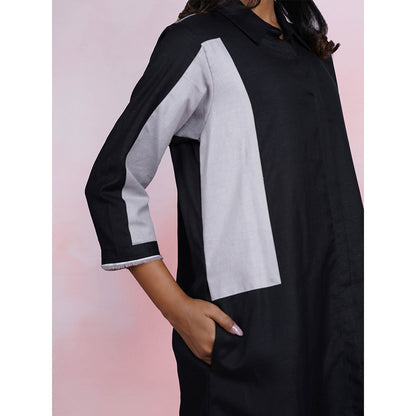 The House of Hemp Graphite Aura Black Kurta with Palazzo (Set of 2)