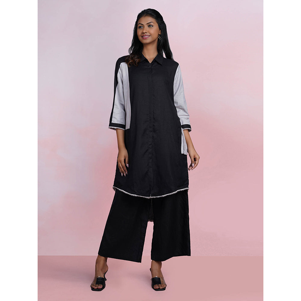 The House of Hemp Graphite Aura Black Kurta with Palazzo (Set of 2)