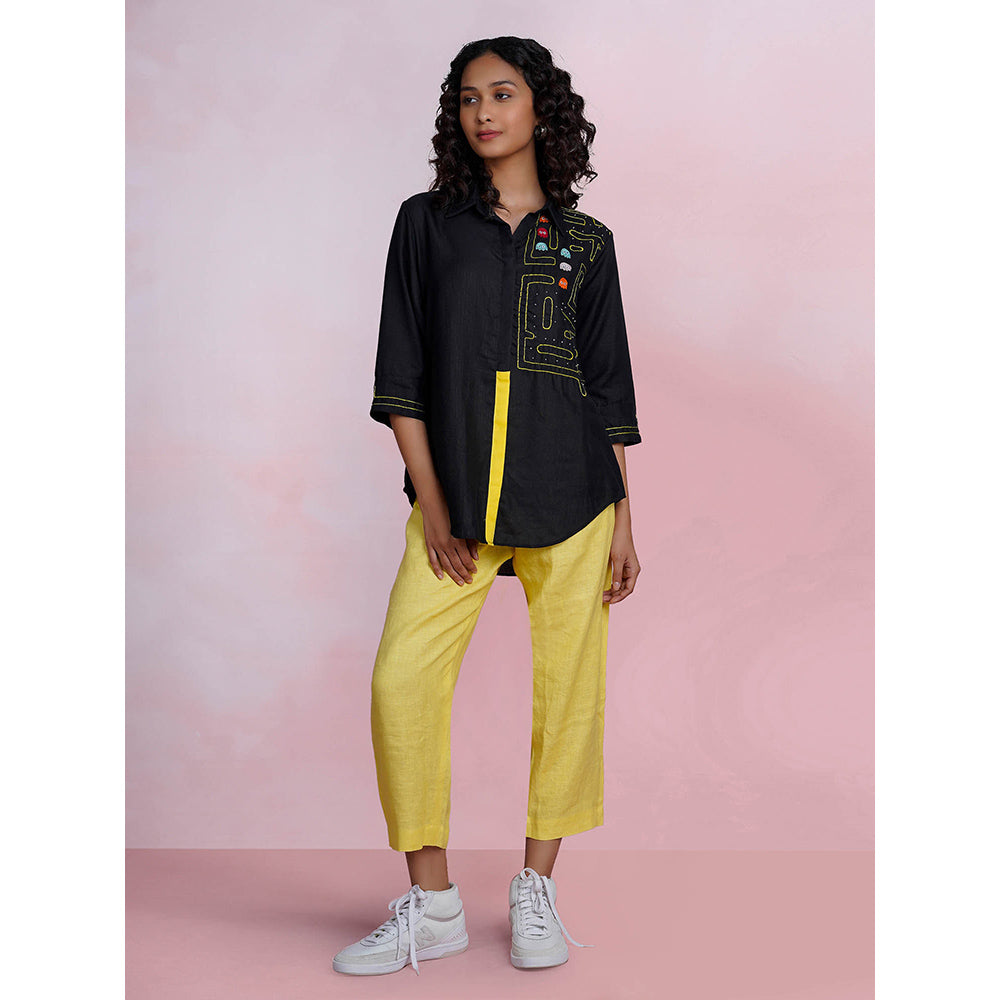 The House of Hemp Midnight Pac-Man Black Shirt with Pant (Set of 2)