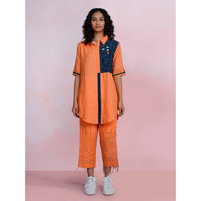 The House of Hemp Sunset Pac-Man Orange Shirt with Pant (Set of 2)