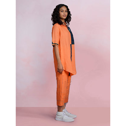 The House of Hemp Sunset Pac-Man Orange Shirt with Pant (Set of 2)