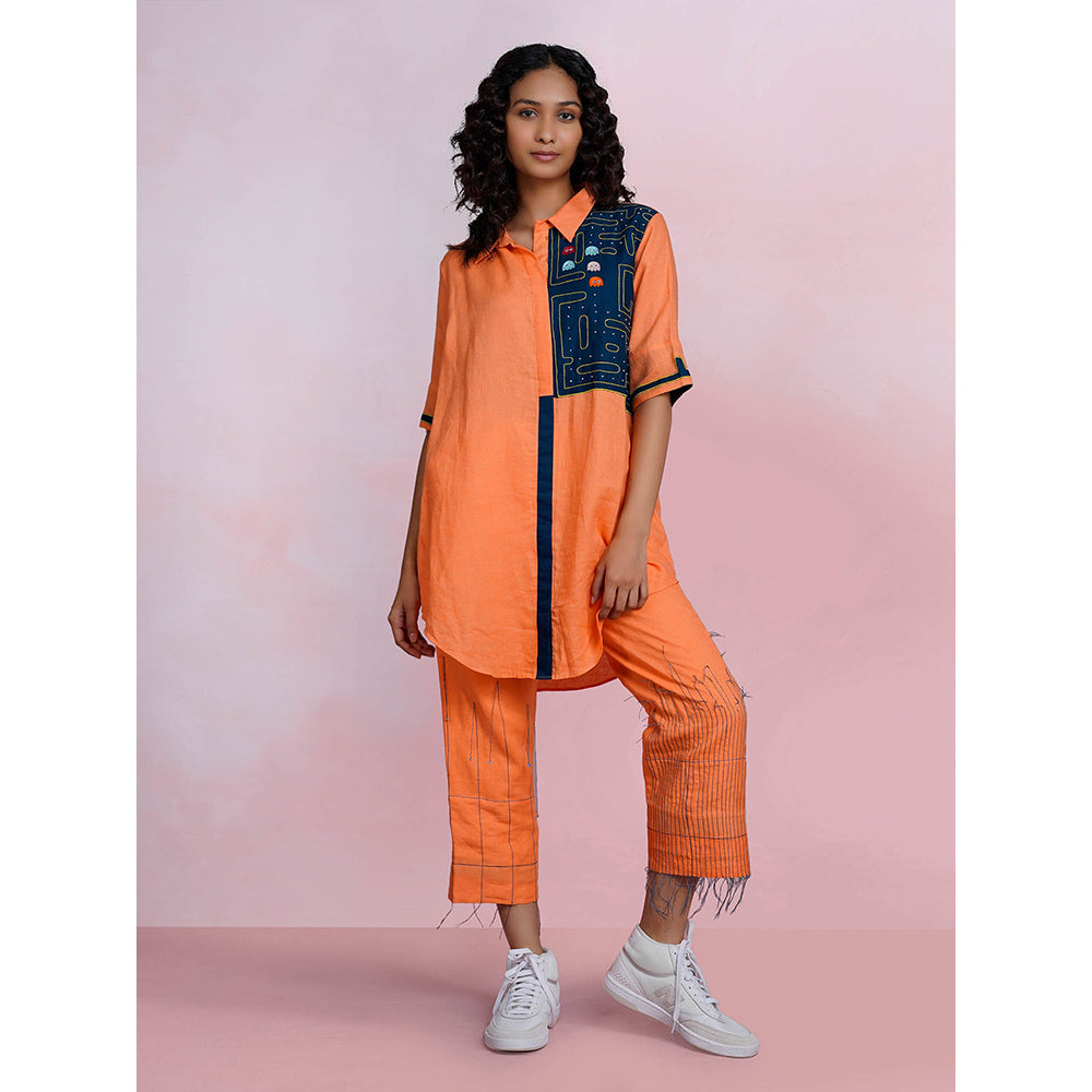 The House of Hemp Sunset Pac-Man Orange Shirt with Pant (Set of 2)