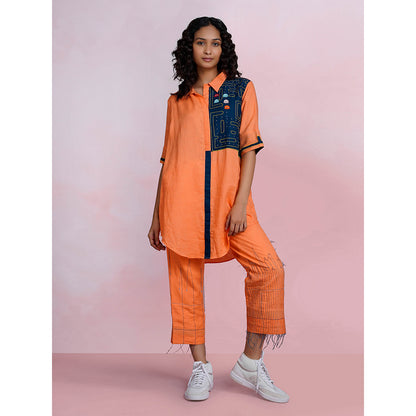 The House of Hemp Sunset Pac-Man Orange Shirt with Pant (Set of 2)