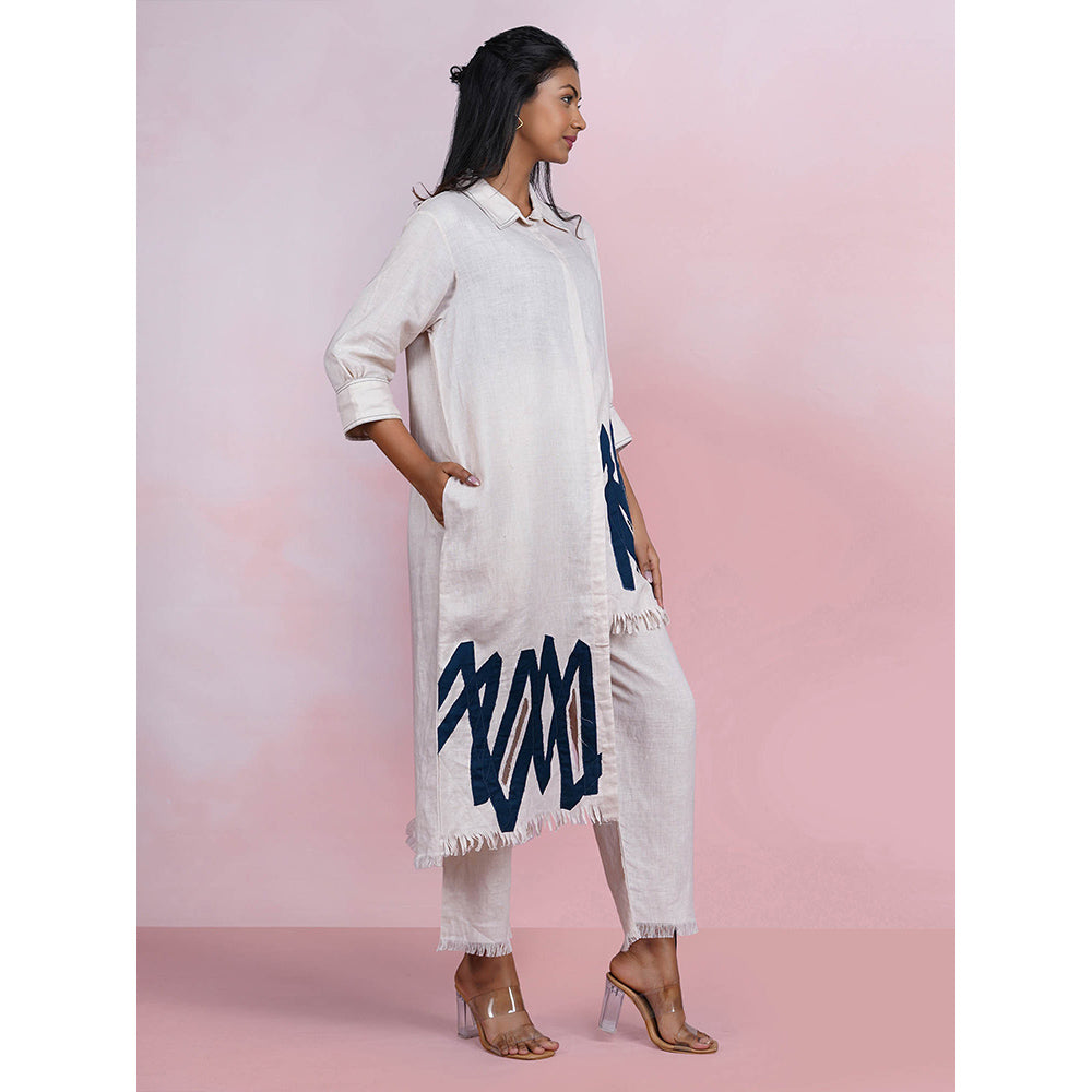 The House of Hemp Ivory Meadow Off White Kurta with Pant (Set of 2)