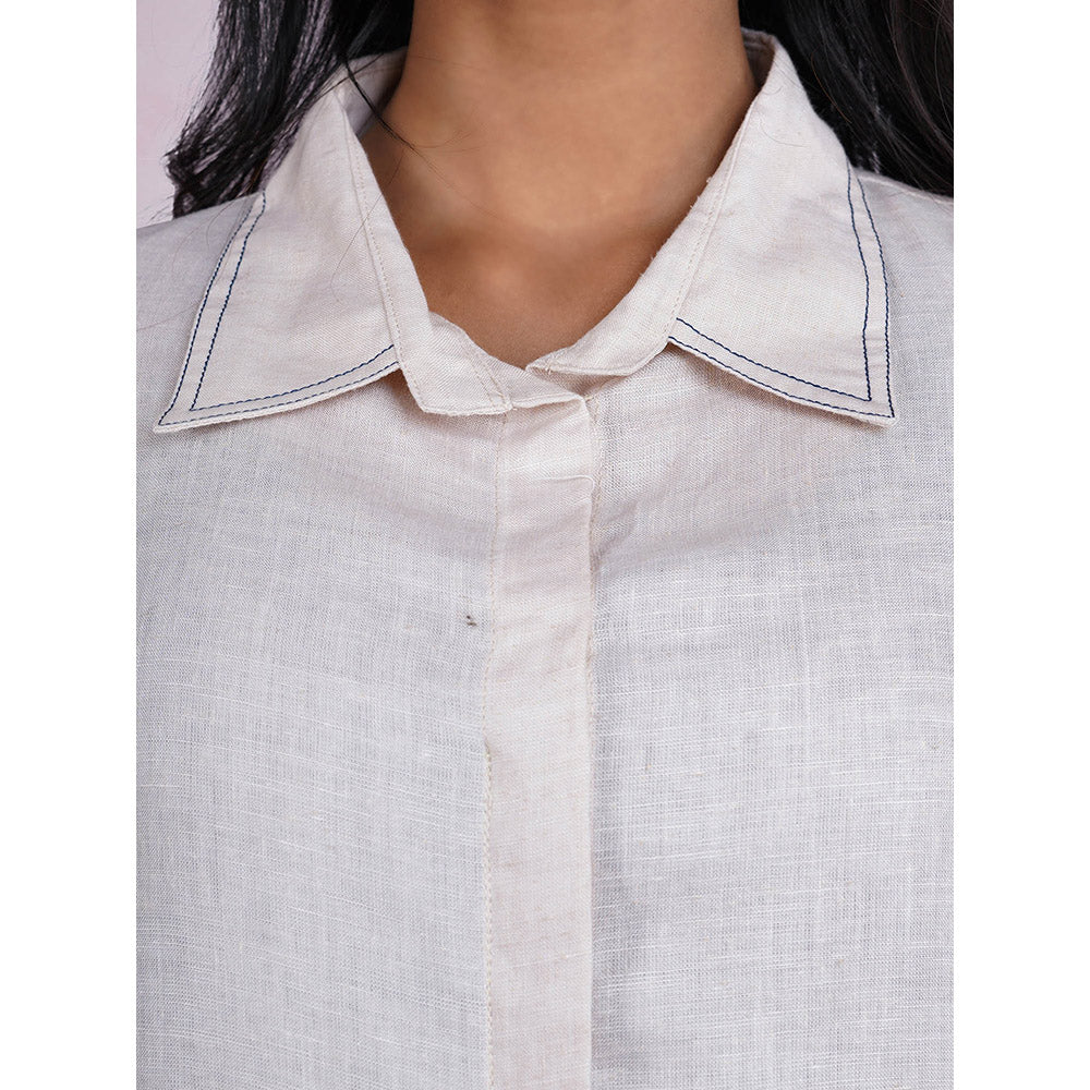 The House of Hemp Ivory Meadow Off White Kurta with Pant (Set of 2)