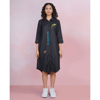 The House of Hemp Noir Tranquil Shirt Dress