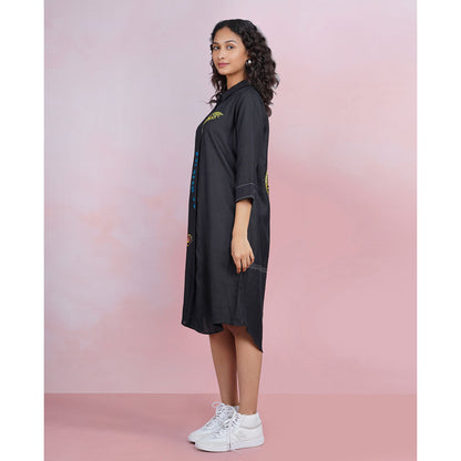 The House of Hemp Noir Tranquil Shirt Dress