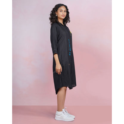 The House of Hemp Noir Tranquil Shirt Dress