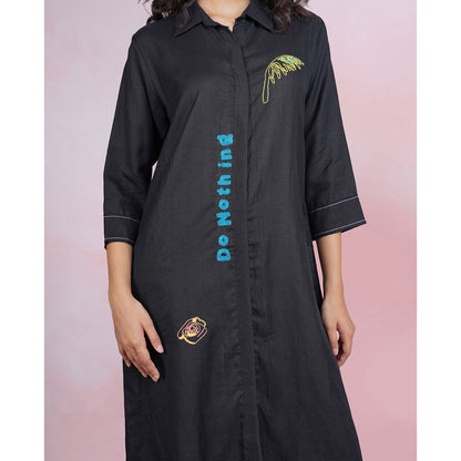The House of Hemp Noir Tranquil Shirt Dress