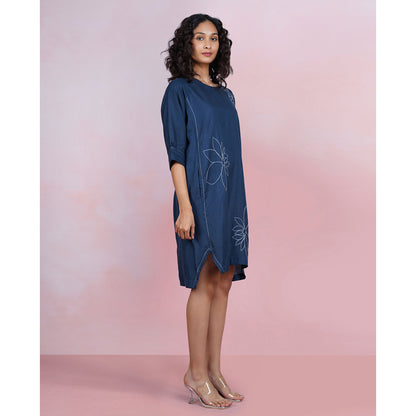 The House of Hemp Navy Blue Bloom Dress