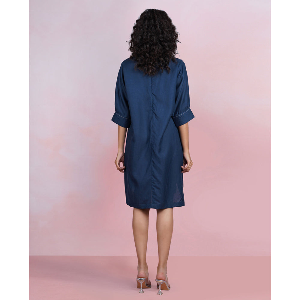 The House of Hemp Navy Blue Bloom Dress