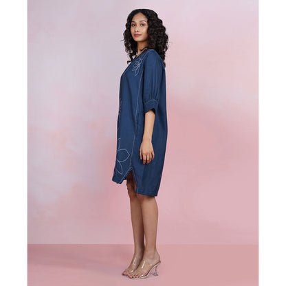 The House of Hemp Navy Blue Bloom Dress