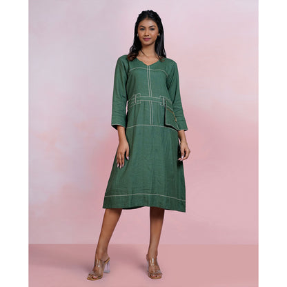 The House of Hemp Dune Whisper Dress - Emerald Green (Set of 2)