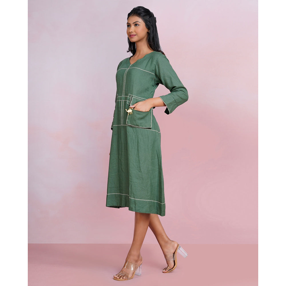 The House of Hemp Dune Whisper Dress - Emerald Green (Set of 2)