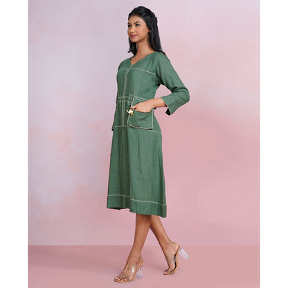 The House of Hemp Dune Whisper Dress - Emerald Green (Set of 2)