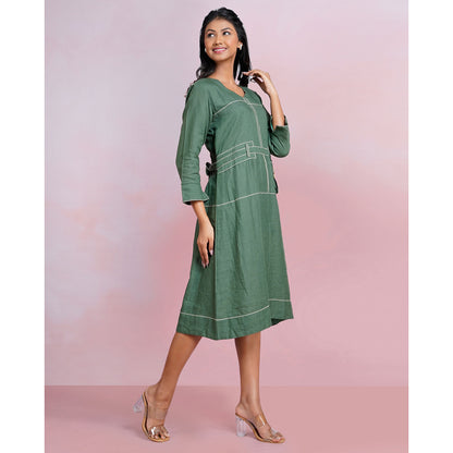 The House of Hemp Dune Whisper Dress - Emerald Green (Set of 2)