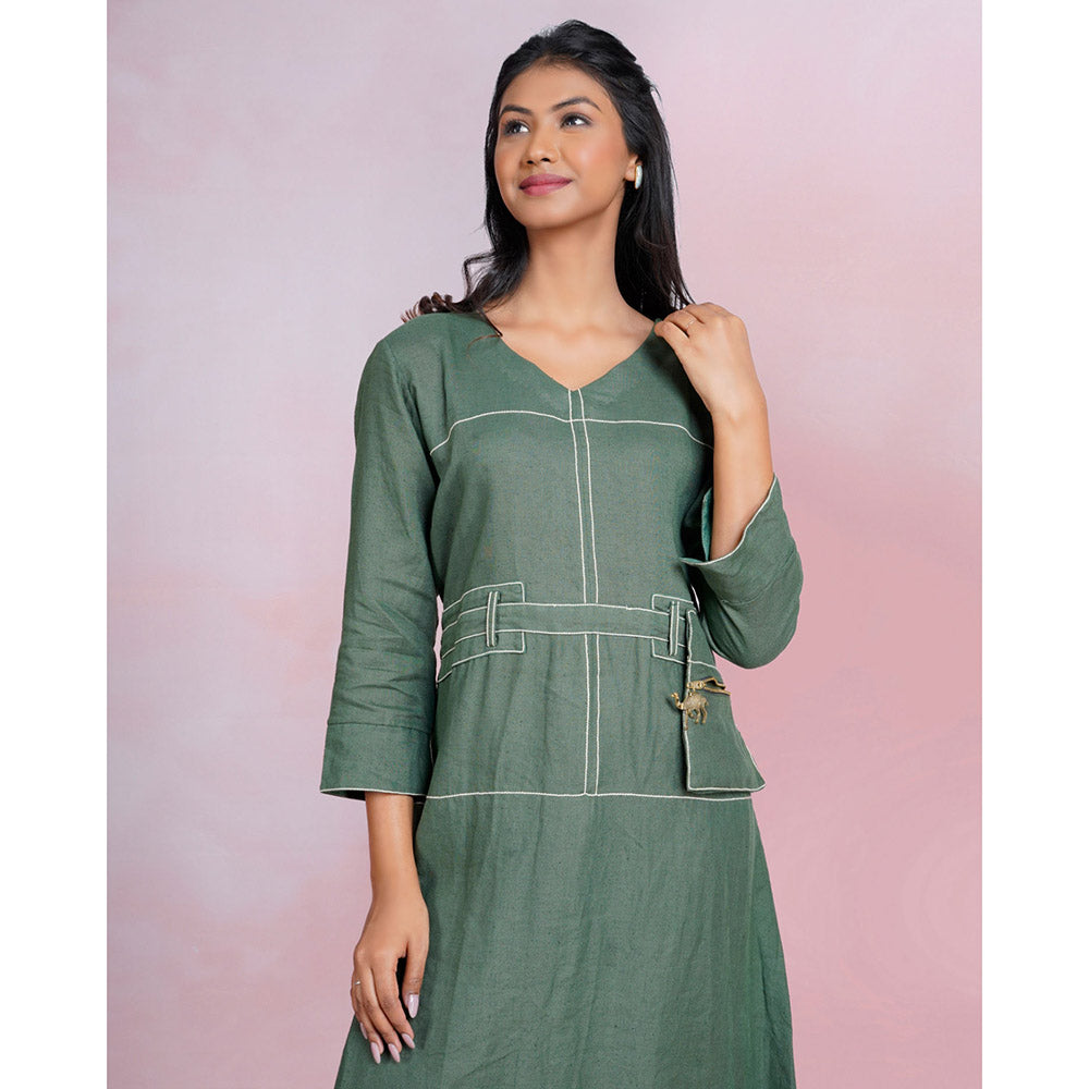 The House of Hemp Dune Whisper Dress - Emerald Green (Set of 2)