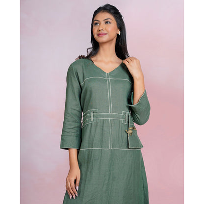 The House of Hemp Dune Whisper Dress - Emerald Green (Set of 2)