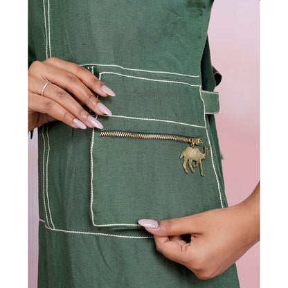 The House of Hemp Dune Whisper Dress - Emerald Green (Set of 2)