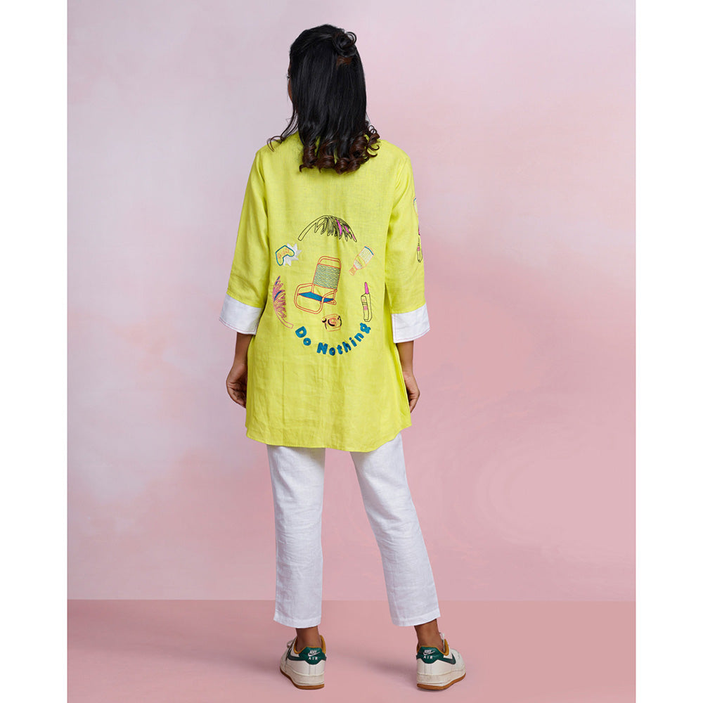 The House of Hemp Still Sage Embroidered Top