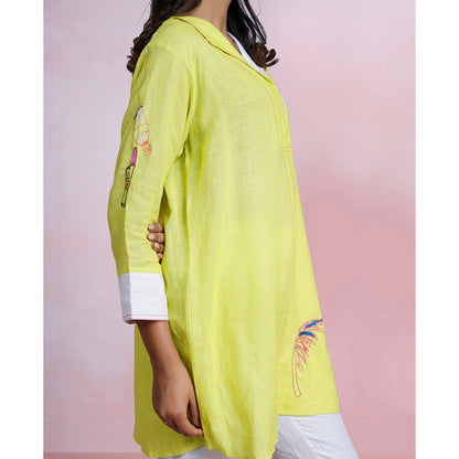 The House of Hemp Still Sage Embroidered Top