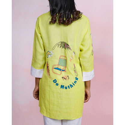 The House of Hemp Still Sage Embroidered Top